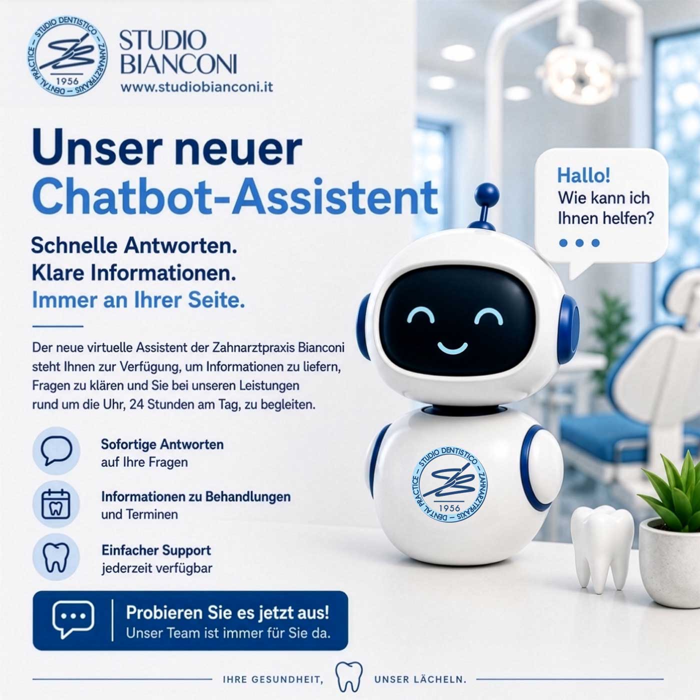 Virtueller Assistent der Zahnarztpraxis Bianconi